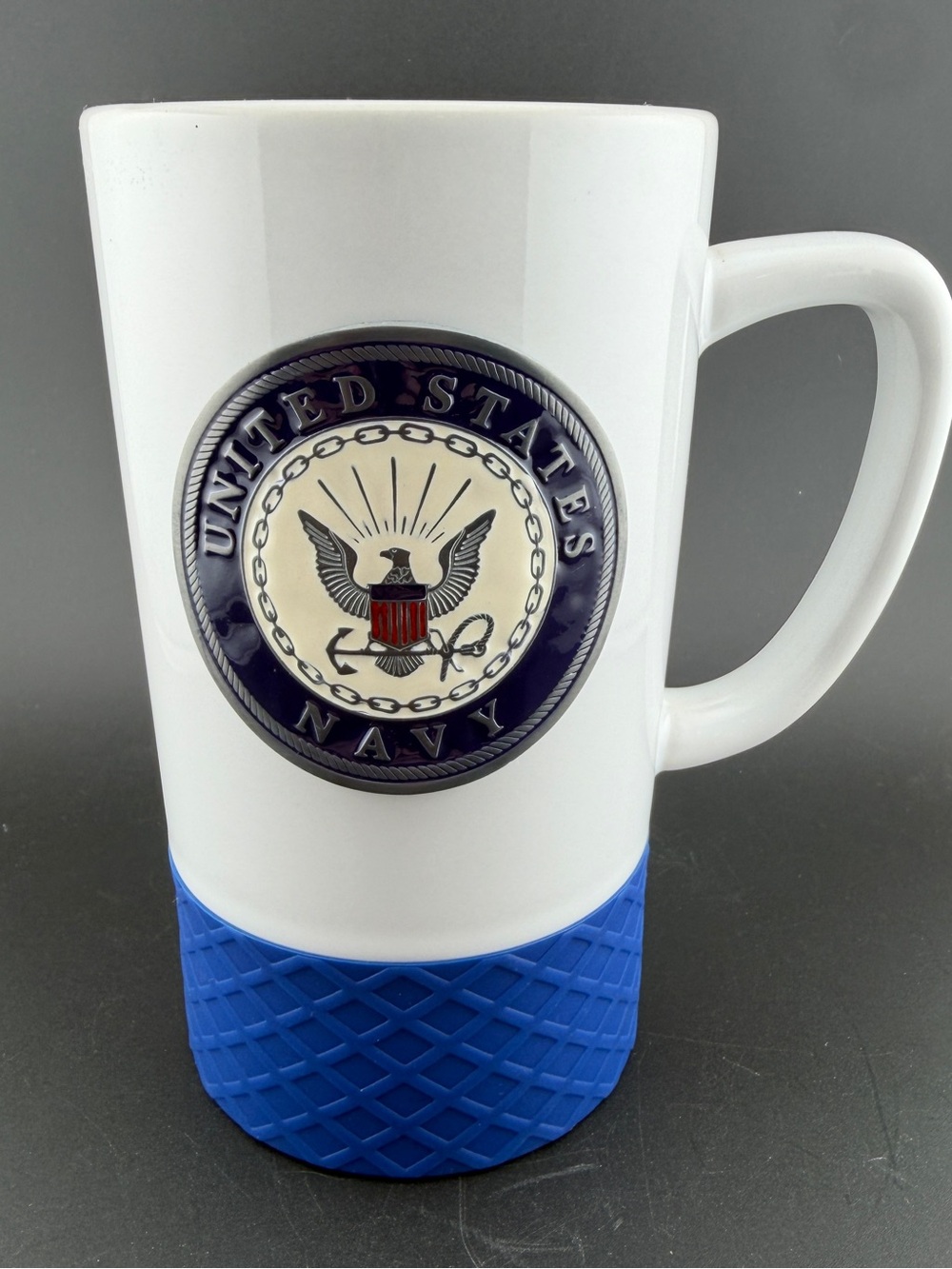 United States Navy Ceramic Mug with Blue Silicone Base 15oz